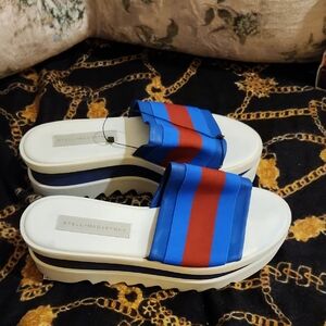 Stella McCartney Blue and Red Striped Sandals